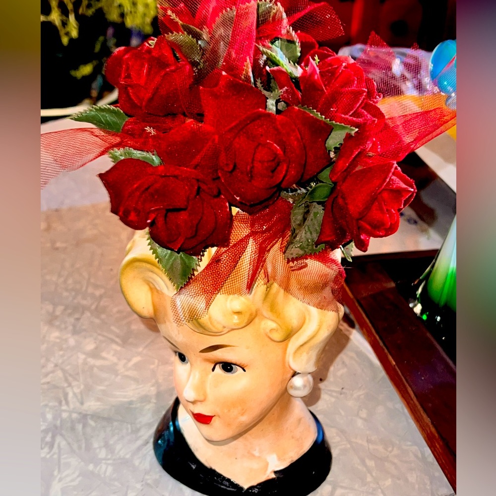 Vintage Ceramic Lady Head Vase From Napcoware